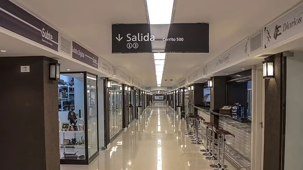 Foto do corredor interno da galeria subterrânea em Buenos Aires